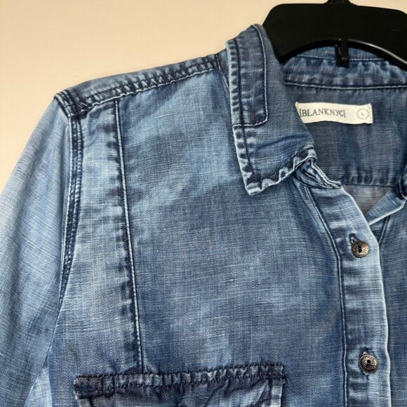 Blank NYC Blue Button Down Shirt - Picture 4 of 10